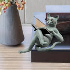 Ler literatura gato artesanato decoração criativa ler gato casa mesa decoração estátua escritório decoração para casa presente acessórios do carro