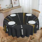 Toalha de Mesa Redonda Ilusão Óptica Preto e Branco 60"