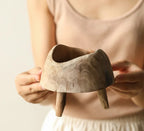 Paulownia De Madeira Redonda Pé Alto Pequena Bandeja, Placa De Lanche Retro, Estilo Velho Campo, Mesa De Chá Da Sala De Estar, Prato De Frutas De Açúcar