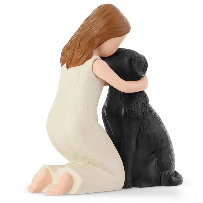 A25F-Amo estátuas de estatuetas de meu cachorro, presentes de lembrança de amizade de anjo de cachorro, figuras esculpidas pintadas à mão para amantes de cães