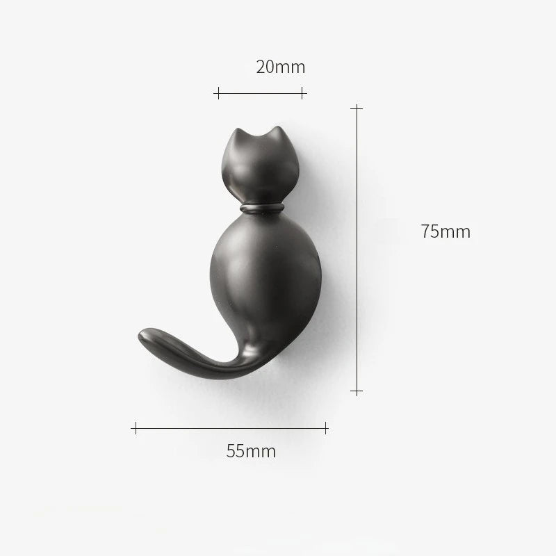 Gancho de suspensão de gato com furos para perfurar na parede atrás da porta para roupas e chapéus Ganchos de metal de alta qualidade para banheiro
