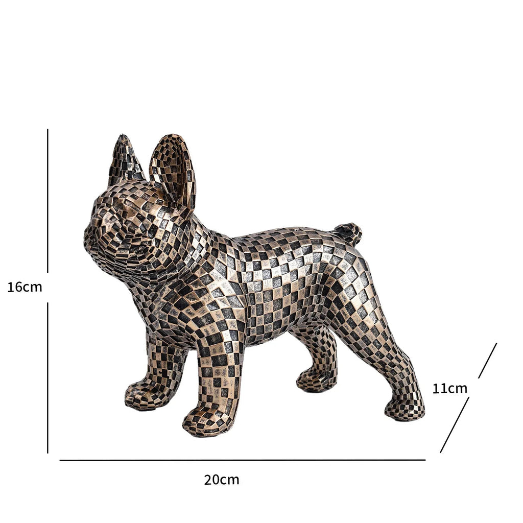 Mosaico estátua de buldogue francês artesanal escultura de arte colorida decoração animal 3d para jardim casa presente exclusivo para amantes de animais de estimação