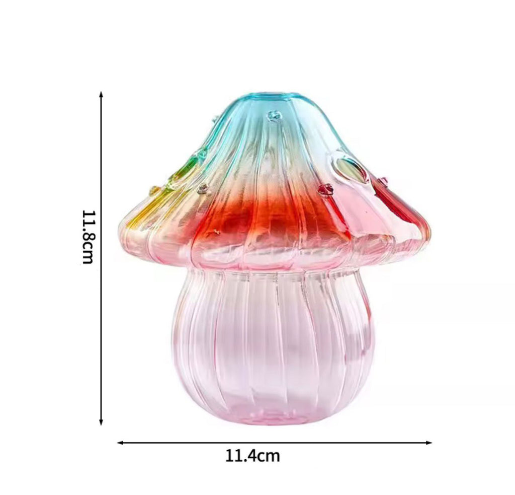 Vaso Decorativo de Vidro em Formato de Cogumelo