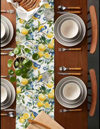 Trilho de Mesa Linho Floral com Limões Sicilianos