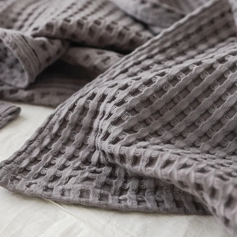 Cobertor Xadrez Waffle de Algodão para Conforto e Estilo