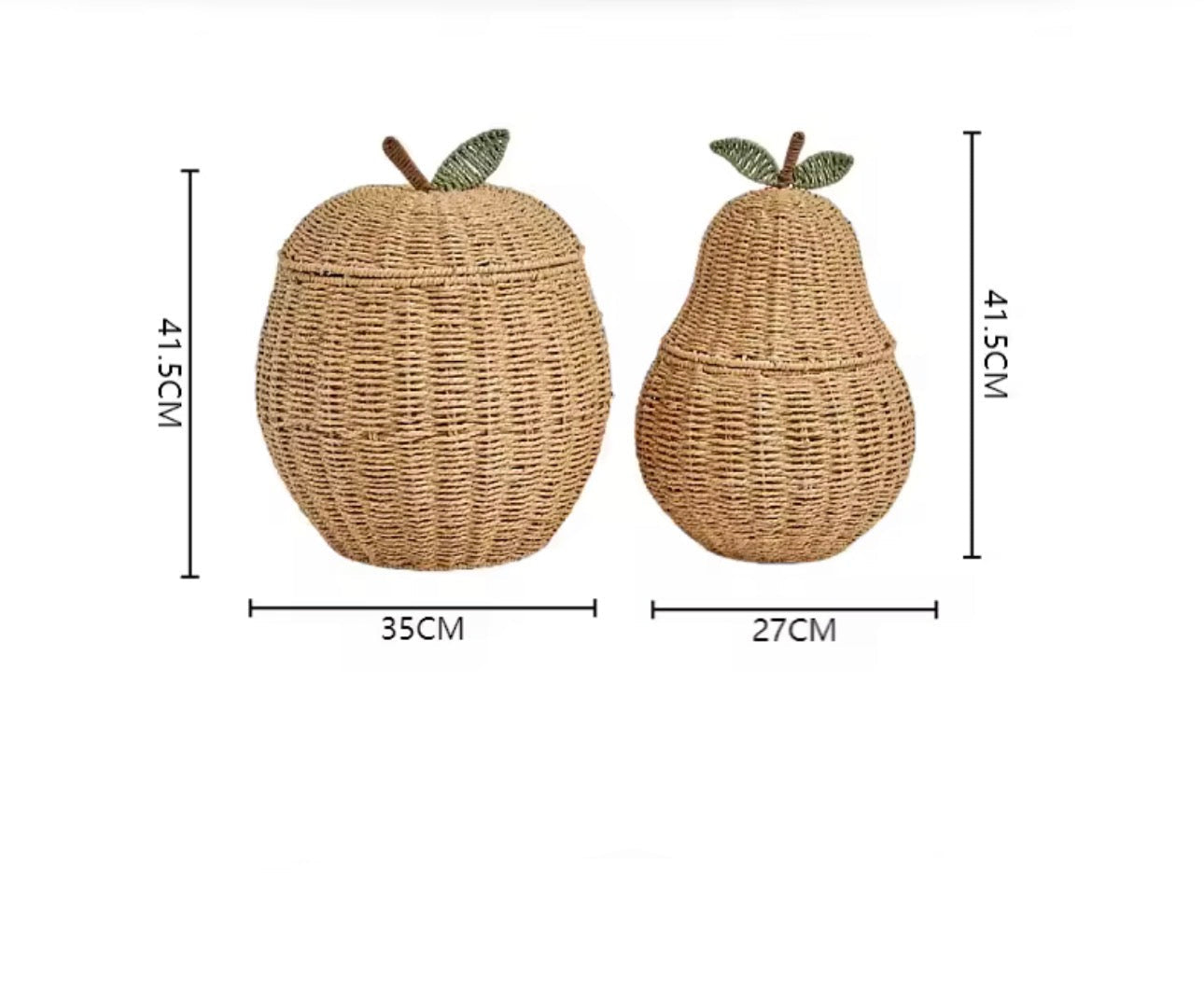 Cesta de Rattan em Forma de Frutas para Decoração e Organização