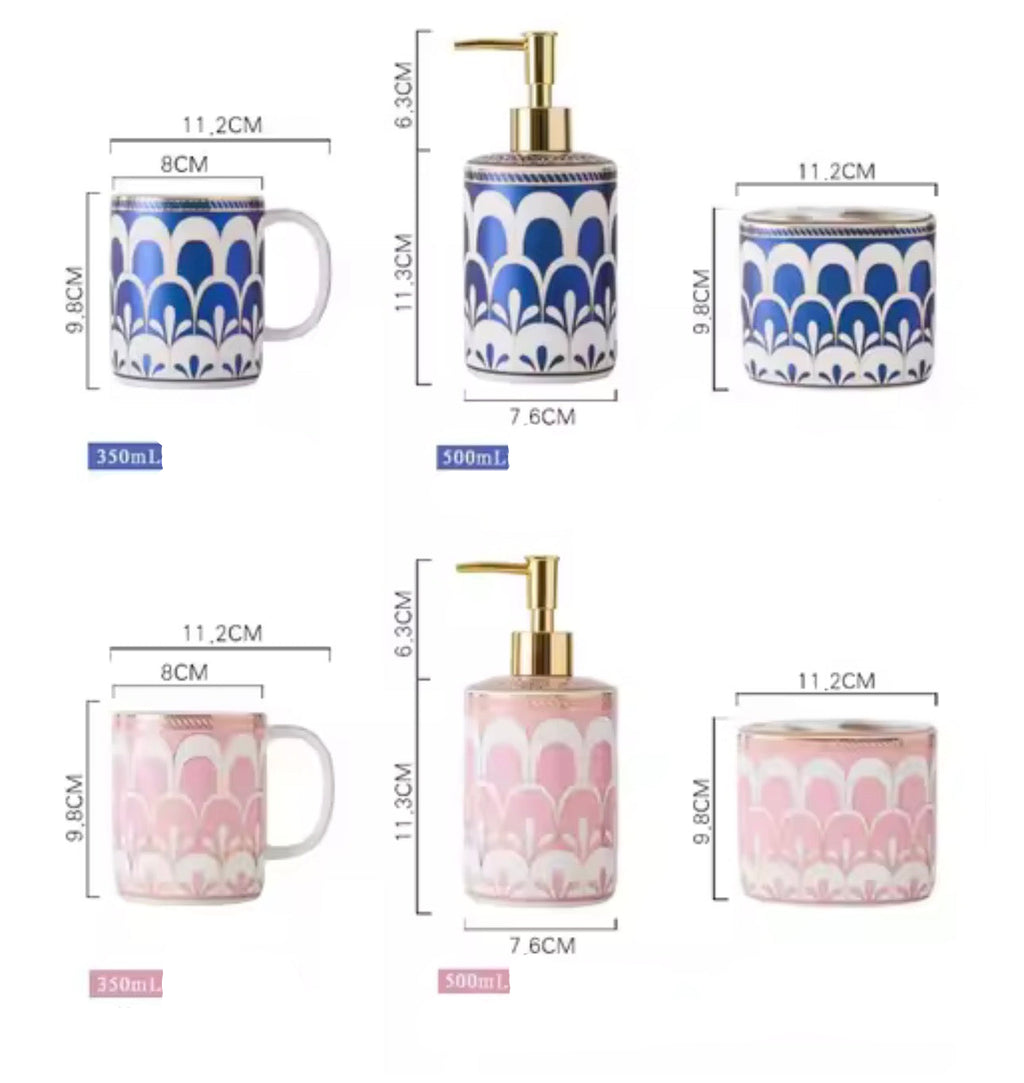 Conjunto Elegante de Cerâmica para Banheiro - 5 Peças