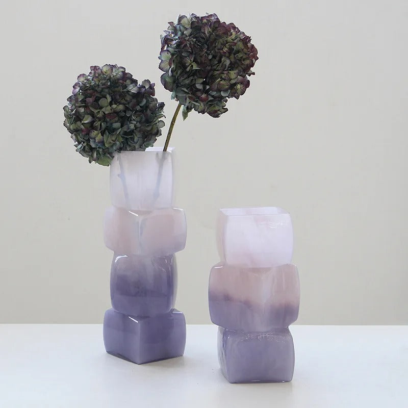 Vaso Geométrico de Vidro Colorido para Decoração