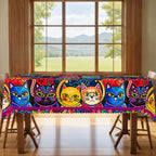 Toalha de Mesa com Gatos Coloridos