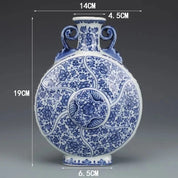 Vaso de Porcelana Artesanal Azul e Branco