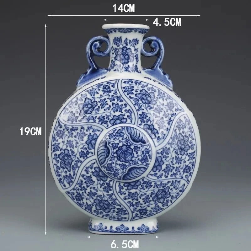 Vaso de Porcelana Artesanal Azul e Branco