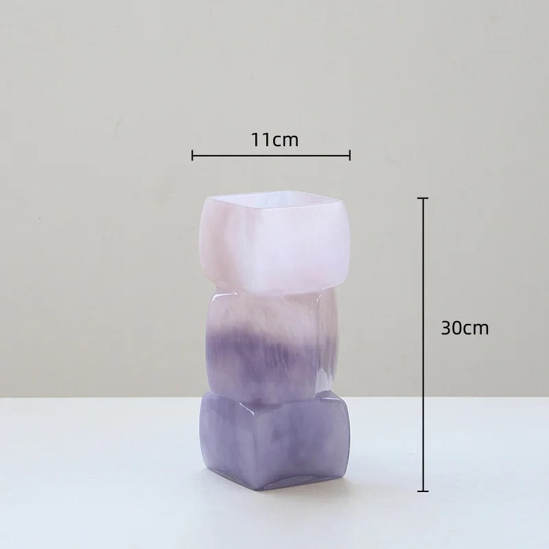 Vaso Geométrico de Vidro Colorido para Decoração